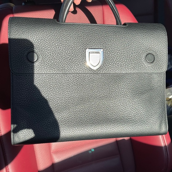 Large black dior diorever taurillon (clemence) bag